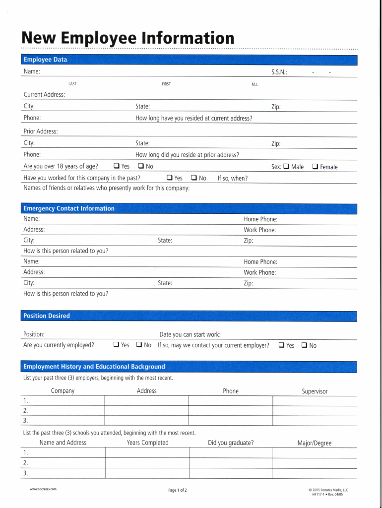 Free Printable New Employee Forms Printable Forms Free Online
