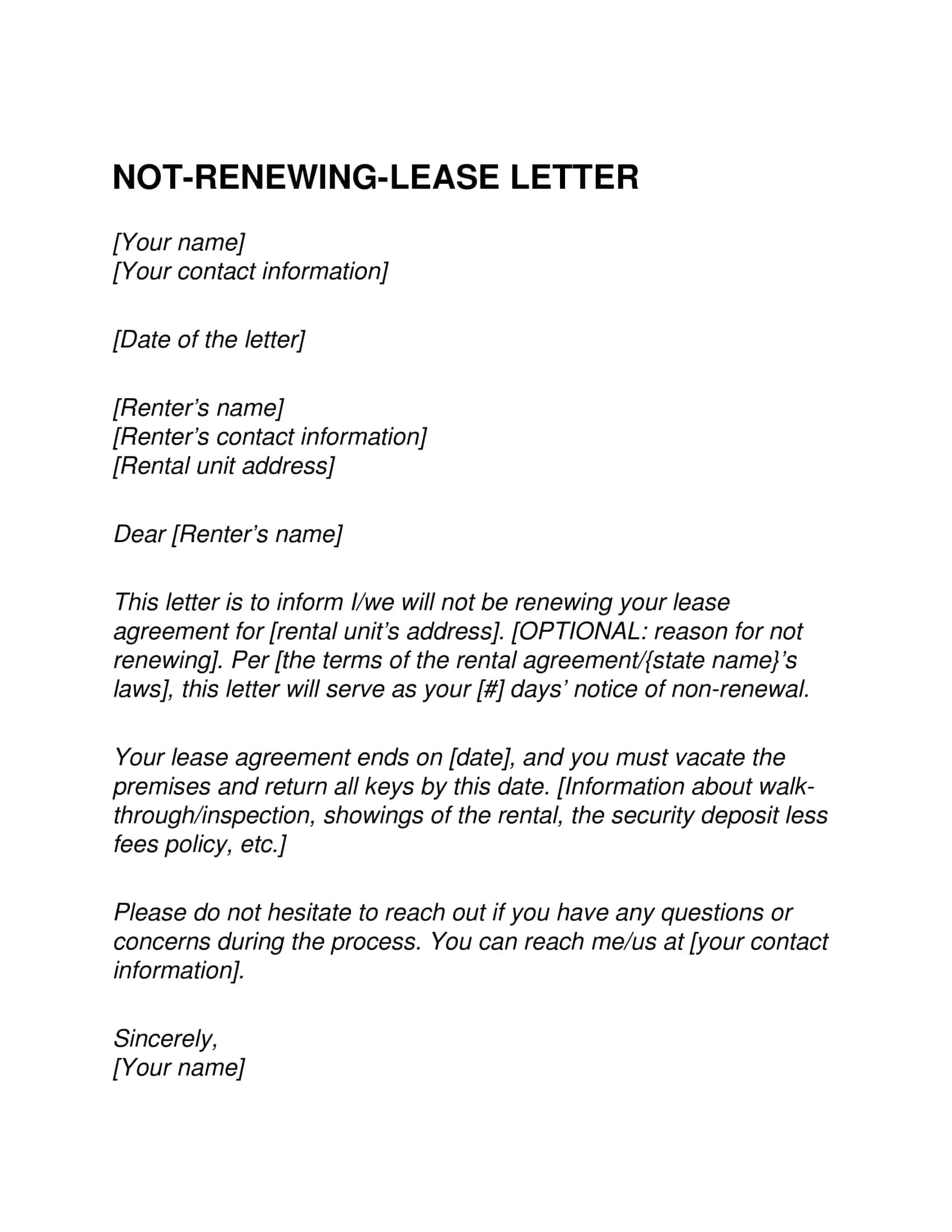 Free Printable Not Renewing Lease Letter Templates PDF Word Tenant Free Printable Not Renewing Lease Letter Templates PDF Word Tenant