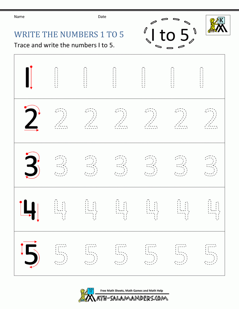 Free Printable Number Writing Worksheets