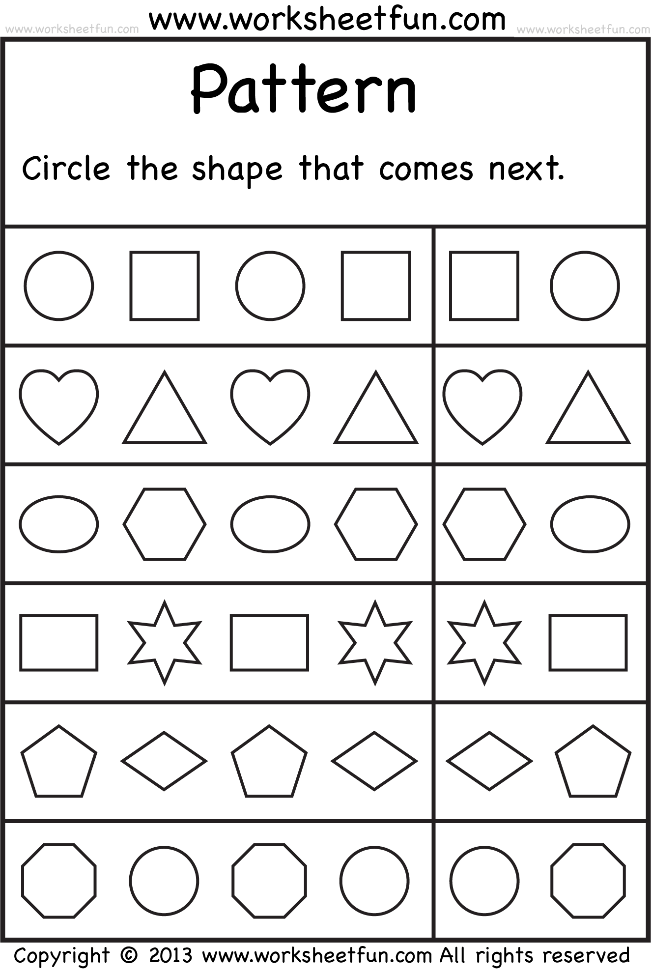 Free Printable Pattern Worksheet Kindergarten Free Printable Pattern Worksheet Kindergarten