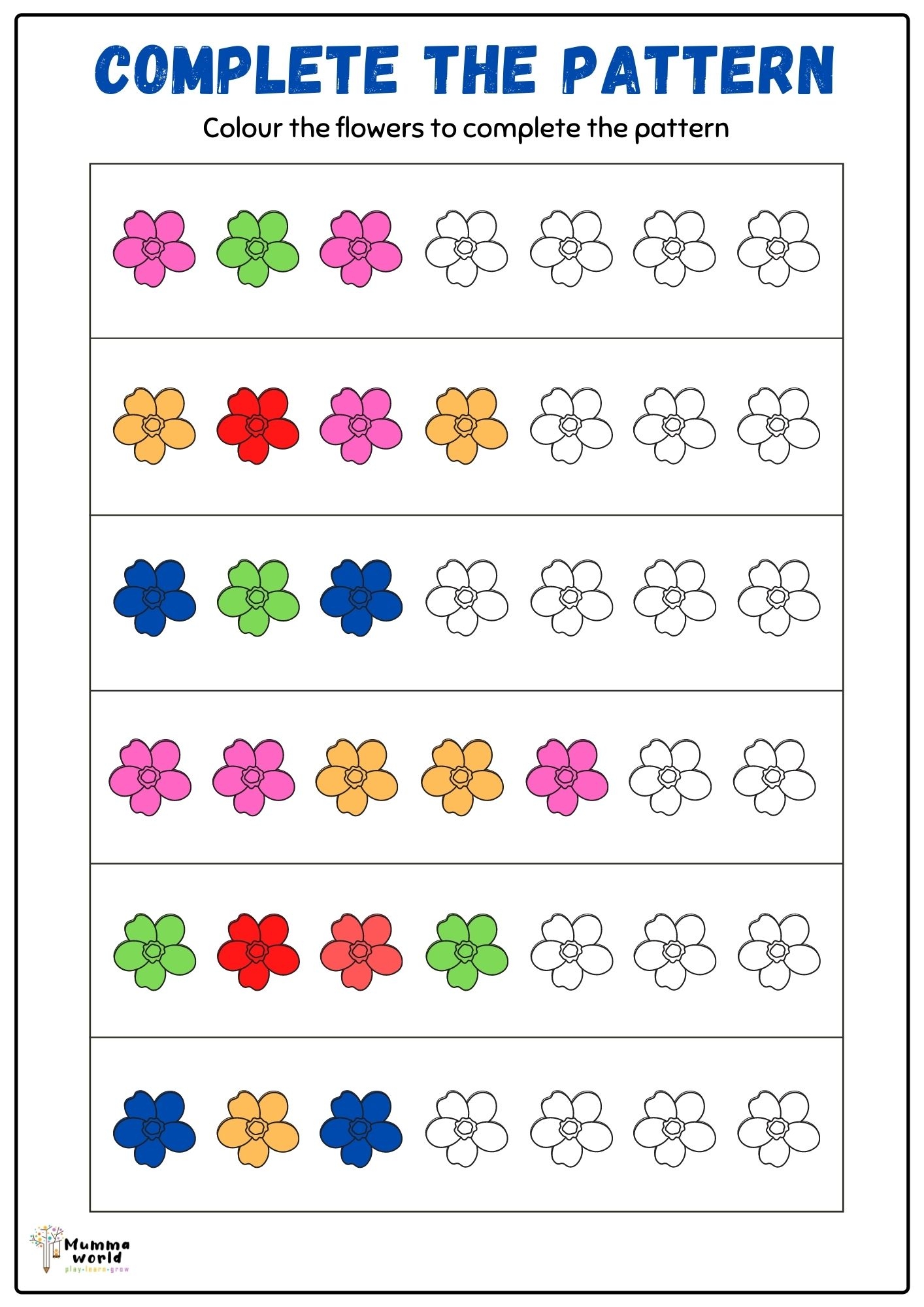 Free Printable Pattern Worksheets For Preschool Free Printable Pattern