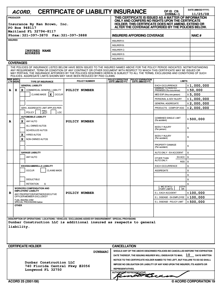 Free Printable Pdf Blank Certificate Of Insurance Form 2023 Calendar