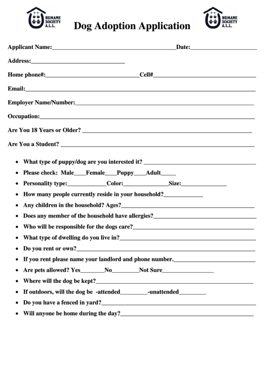 Free Printable Pet Adoption Forms Printable Forms Free Online