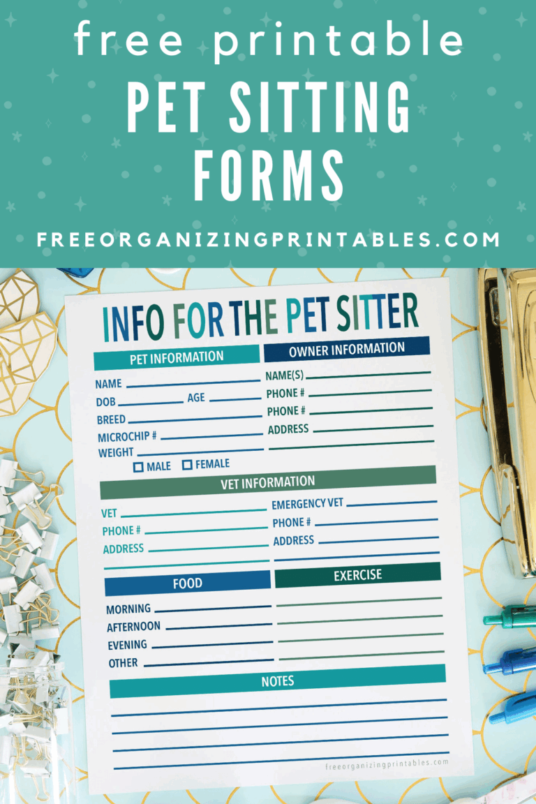 Free Printable Pet Sitting Forms Free Organizing Printables