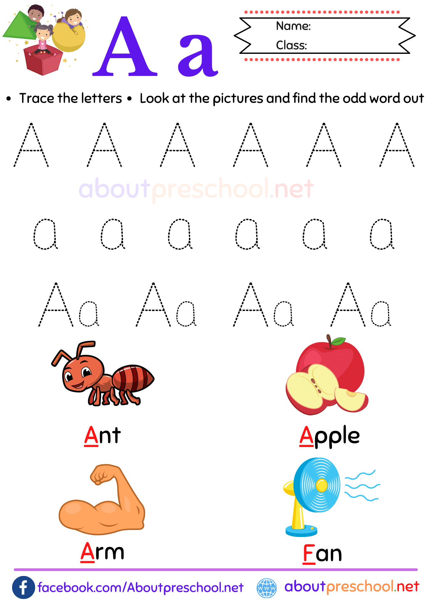 Free Printable Preschool Letter A Worksheets About Preschool