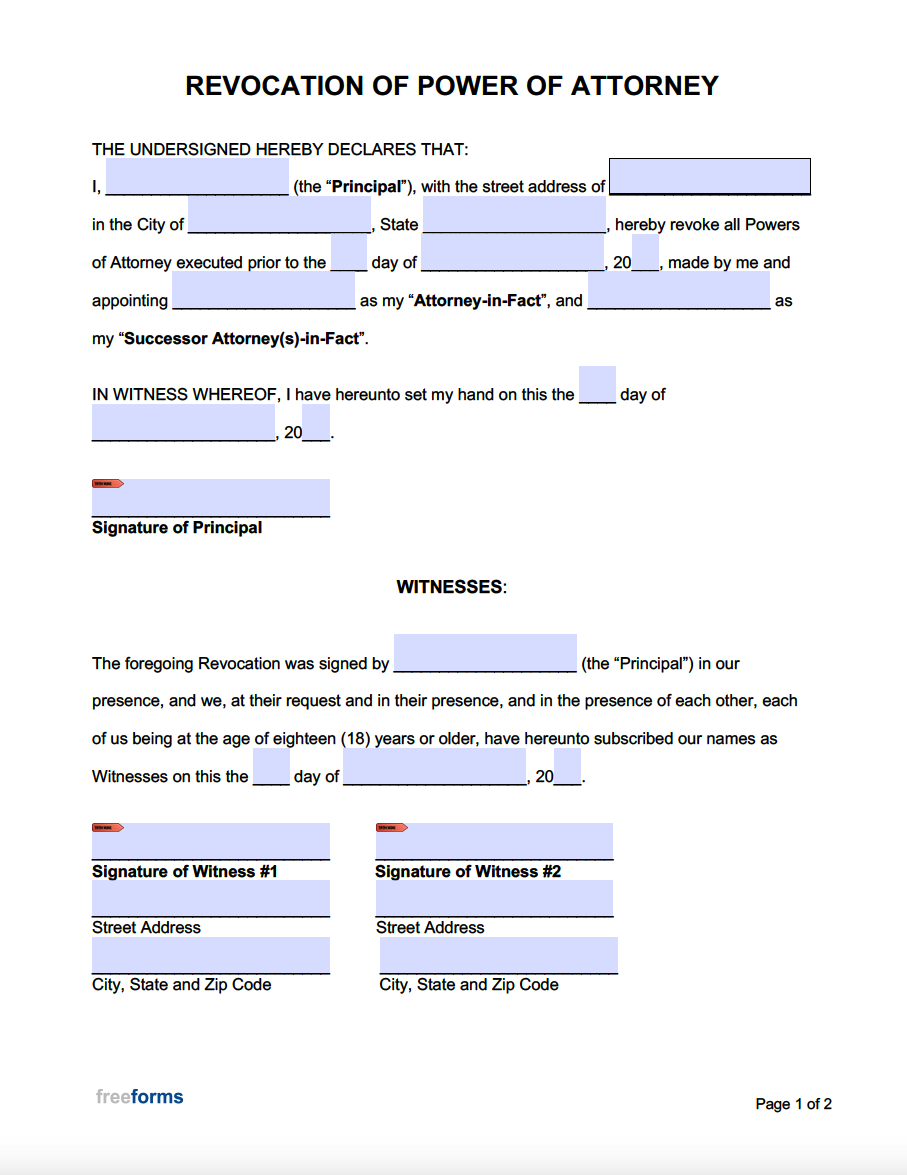 Free Printable Revocation Of Power Of Attorney Form Georgia Printable 