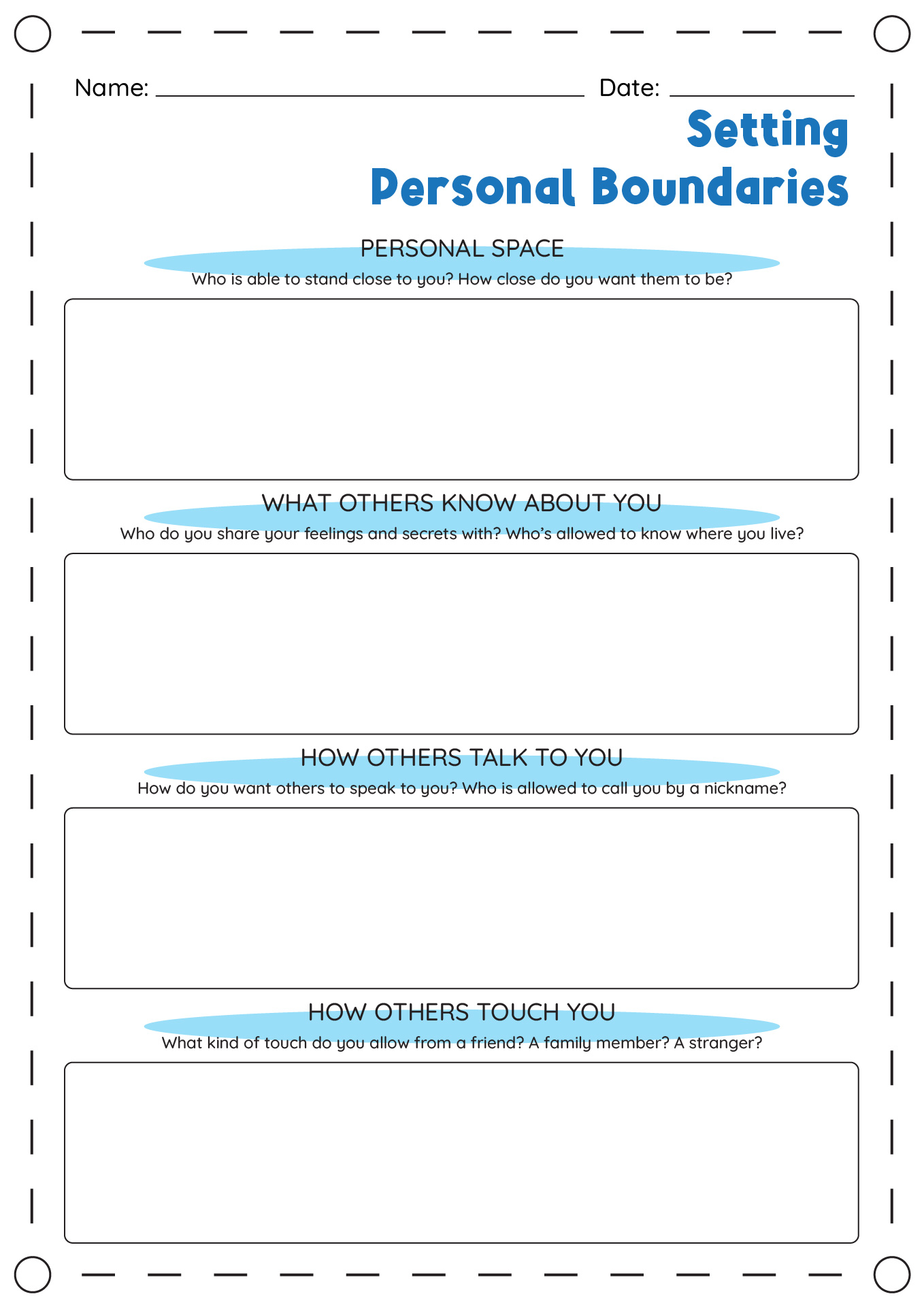 Free Printable Setting Boundaries Worksheet Printable And Enjoyable 