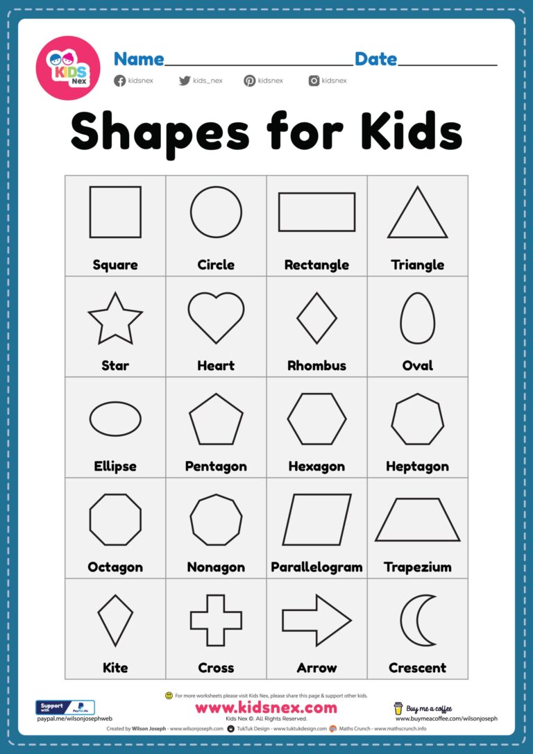 Free Printable Shapes Worksheets