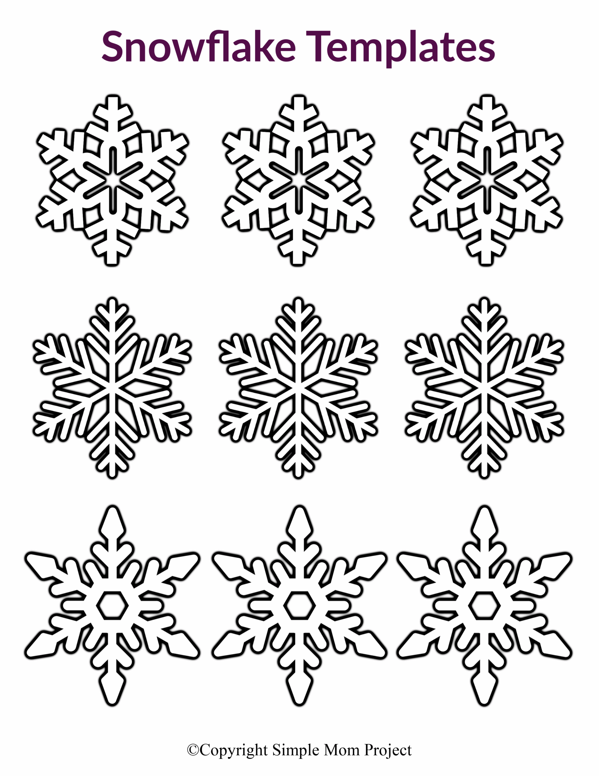 Free Printable Small Snowflake Templates Simple Mom Project