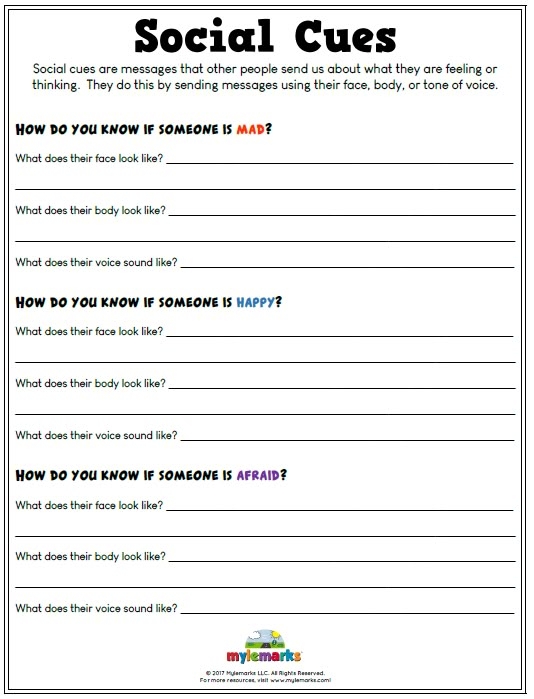 Free Printable Social Skills Worksheets