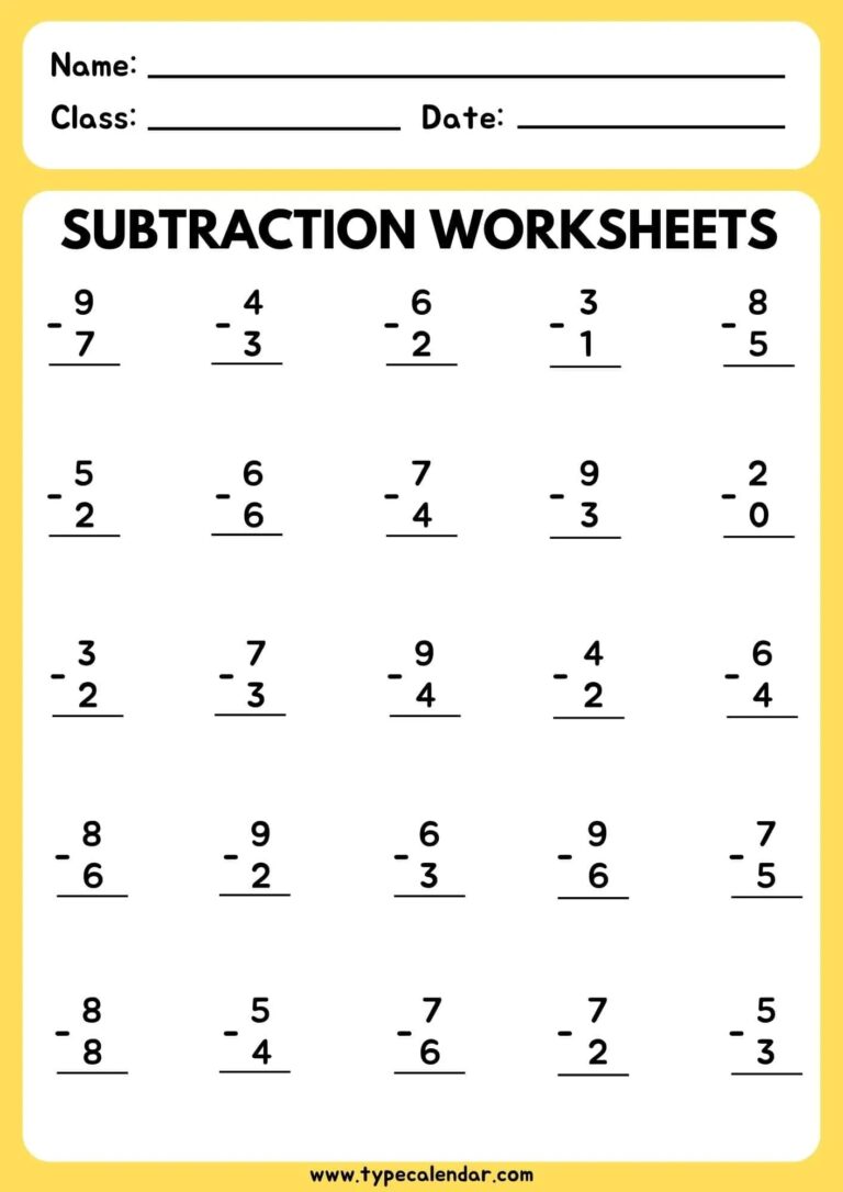 Free Printable Subtraction Worksheets PDF Generator Kindergarten