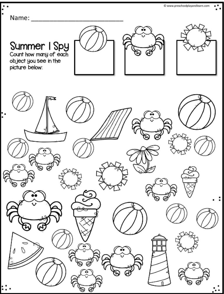 Free Printable Summer Activity Sheets