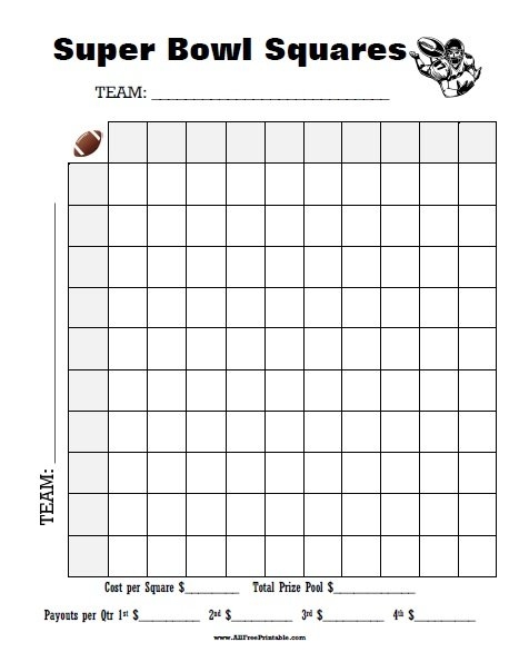 Free Printable Super Bowl Squares Templates Printable Download