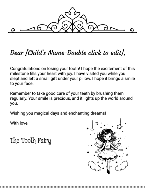 Free Printable Tooth Fairy Letter Template In PDF PNG And JPG Formats 