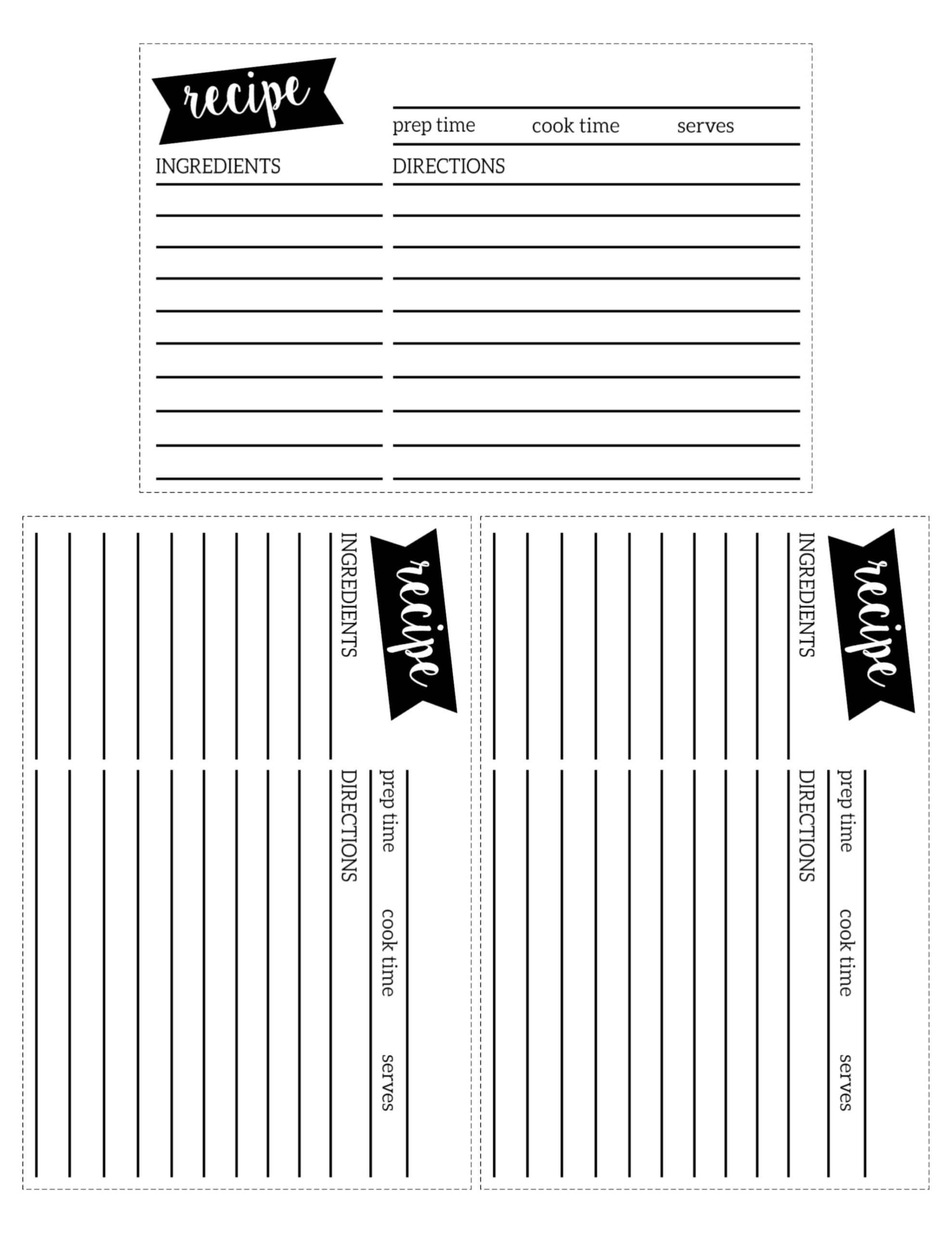 Free Recipe Card Template Printable Paper Trail Design