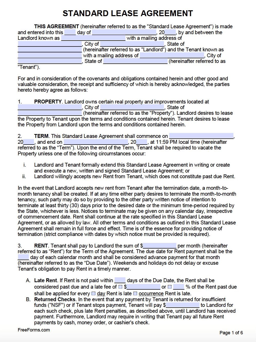 Free Rental Lease Agreement Templates PDF WORD Free Rental Lease Agreement Templates PDF WORD
