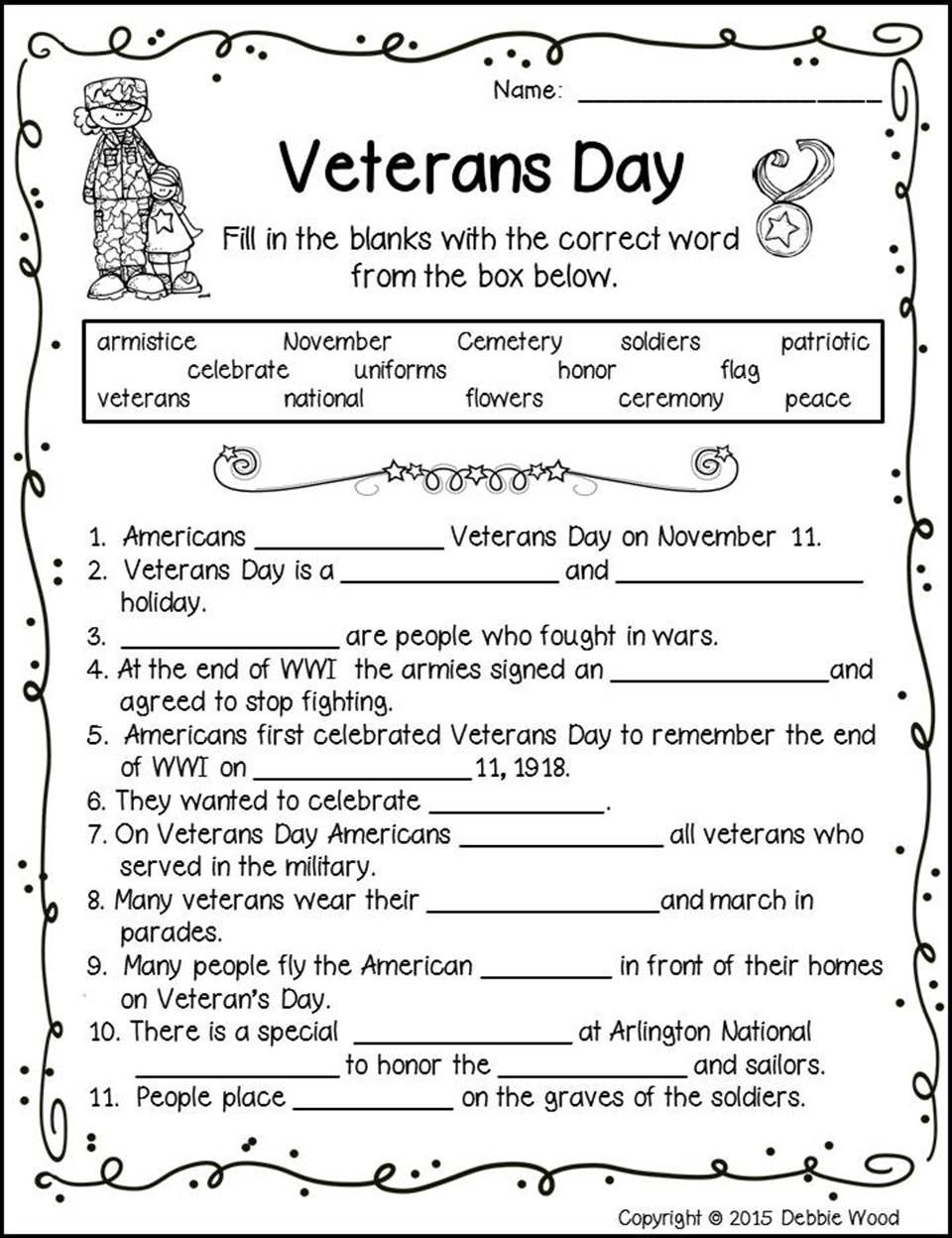 Free Veterans Day Worksheets