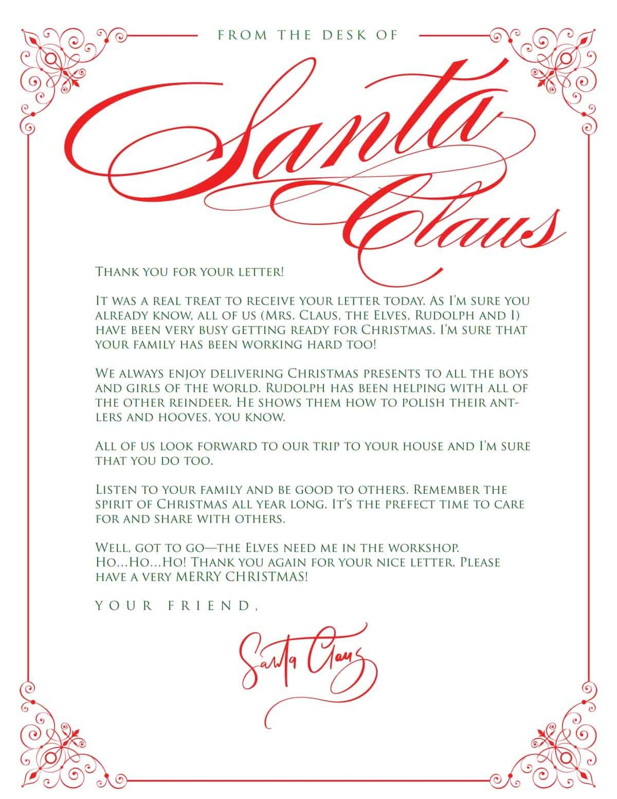 From Santa Letter Template Printable Printable Templates From Santa Letter Template Printable Printable Templates