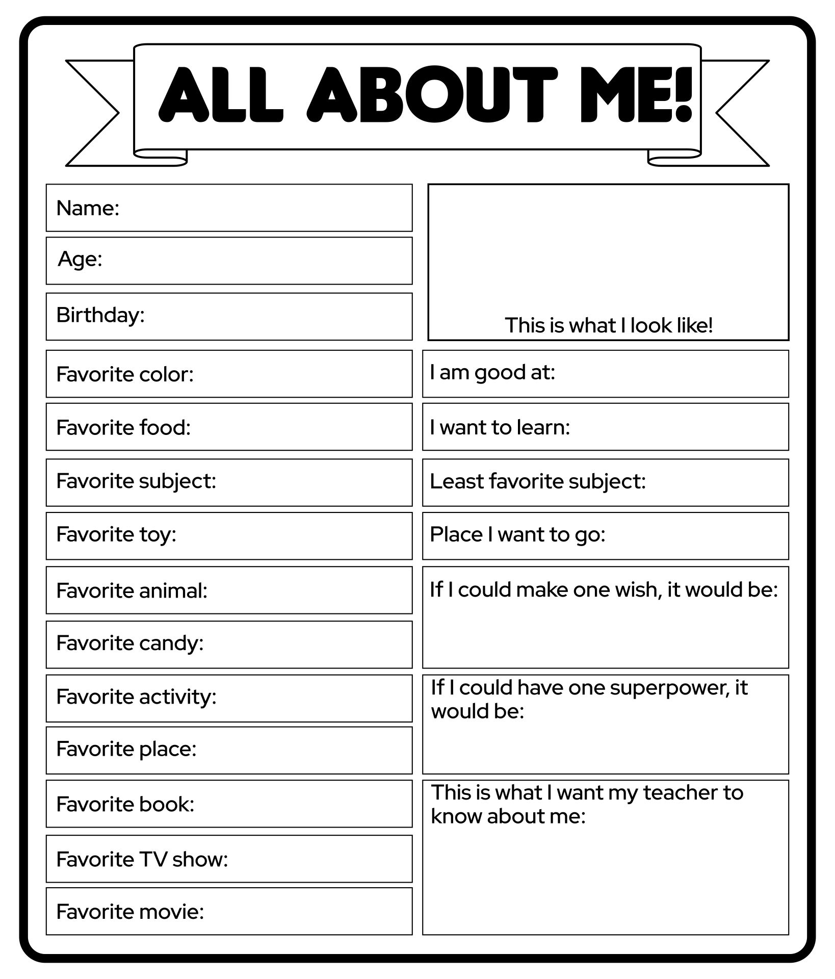 Getting To Know Me Worksheet For Adults