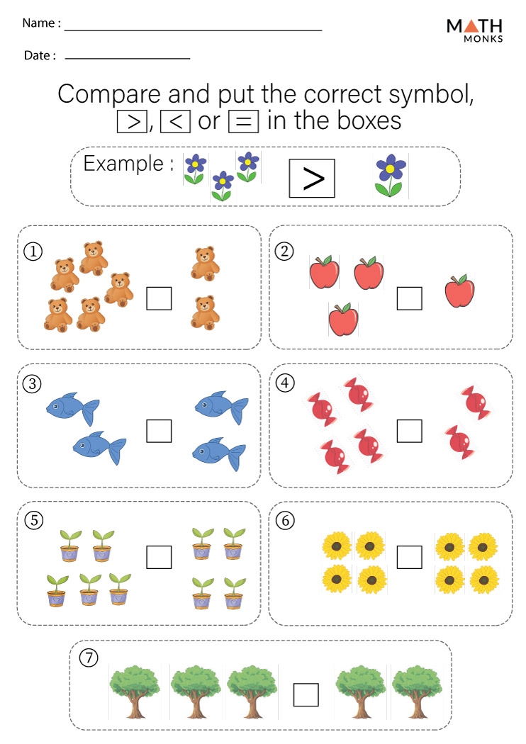 Greater Than Less Than Worksheet Kindergarten