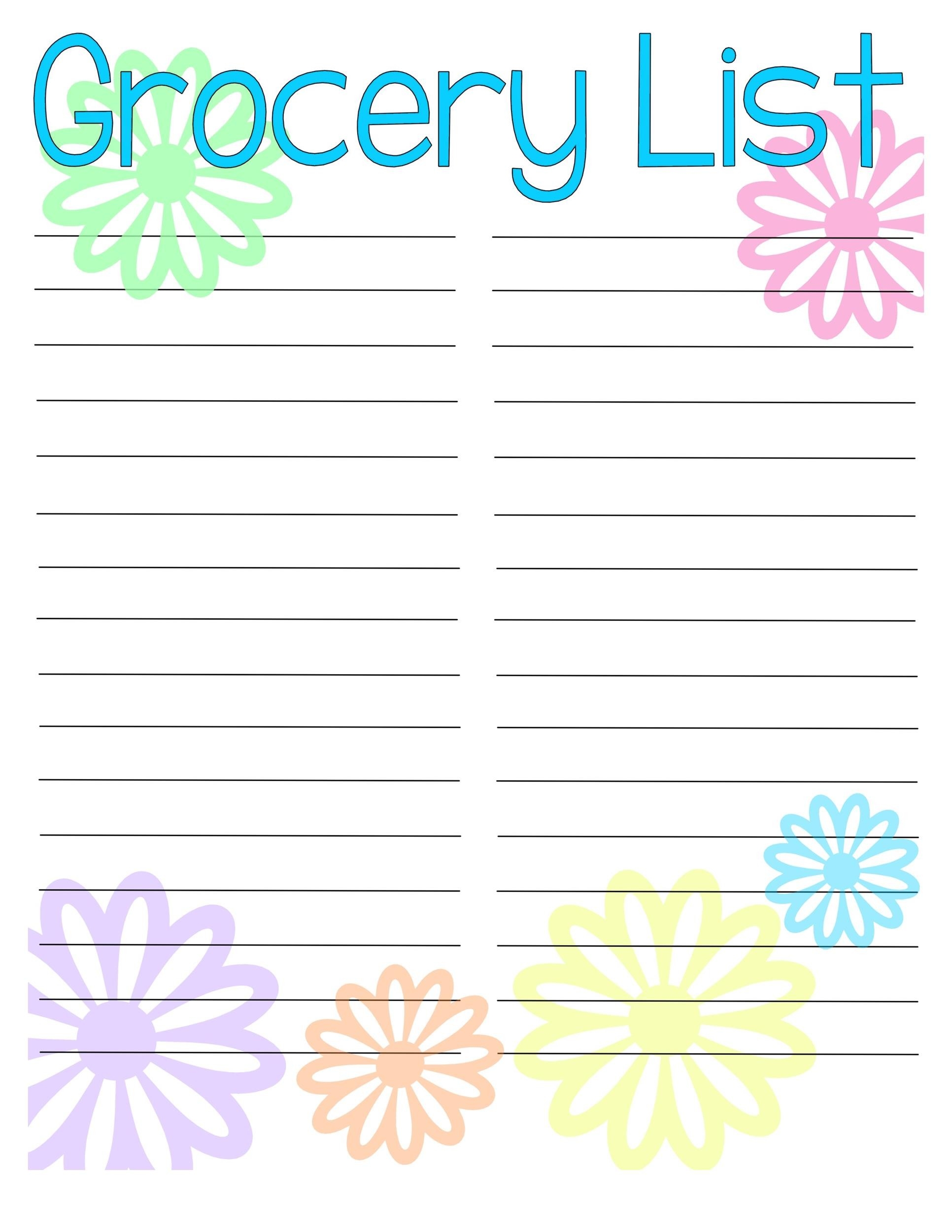 Grocery List Printable Blank Printable Free Templates