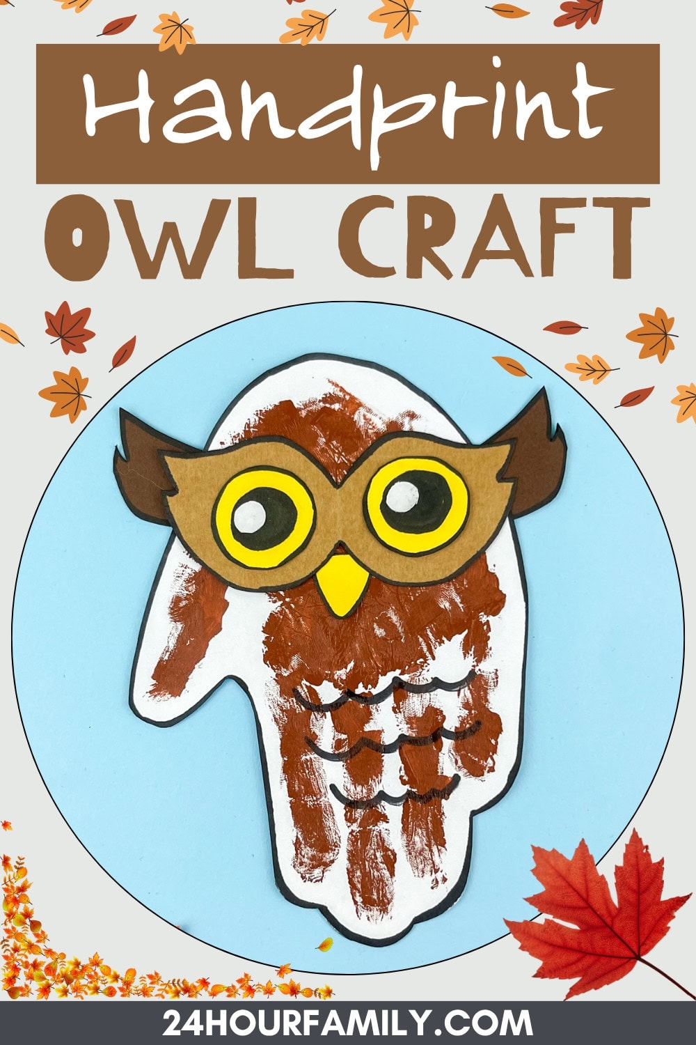 Handprint Owl Craft 24hourfamily