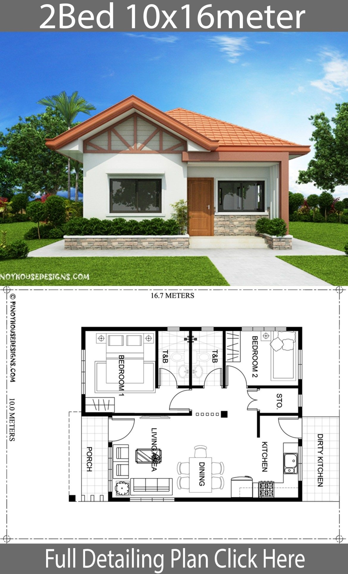 Home Design Plan 10x16m With 2 Bedrooms Home Planssearch Affordable 