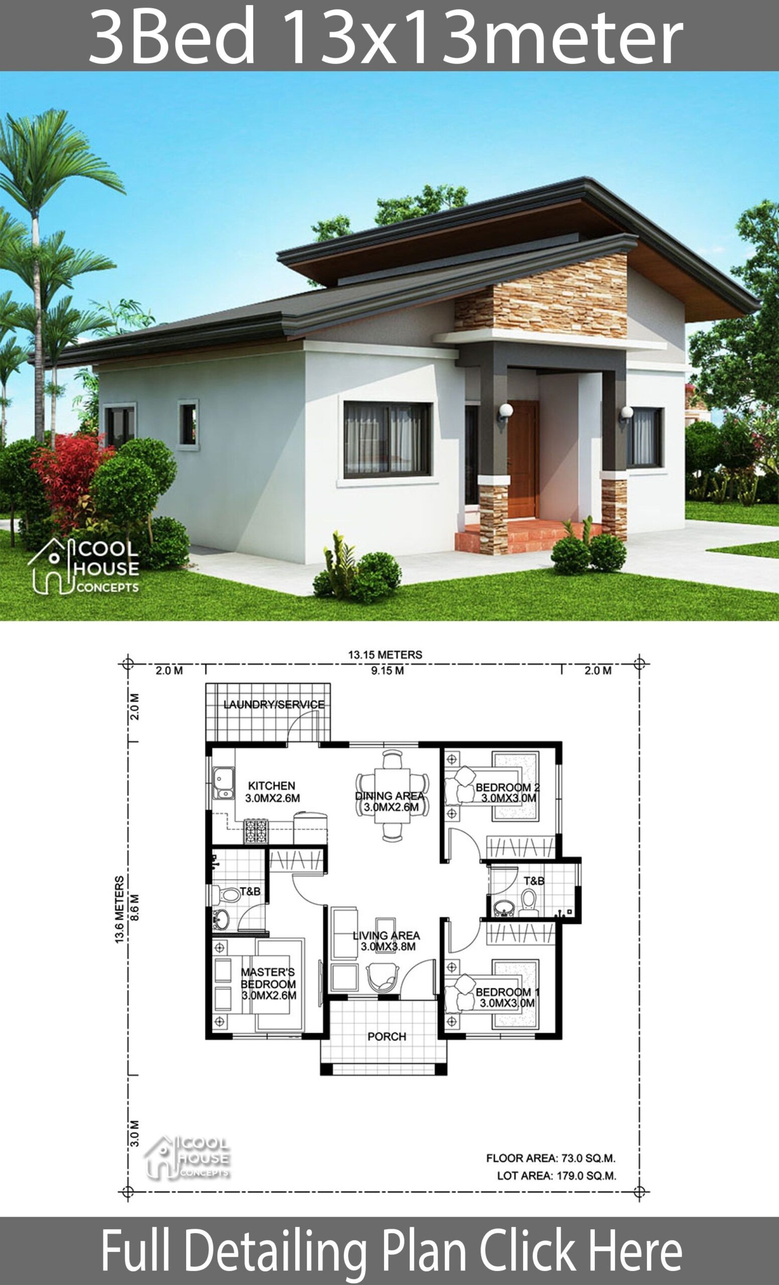 Home Design Plan 13x13m With 3 Bedrooms Home Design With Plan 