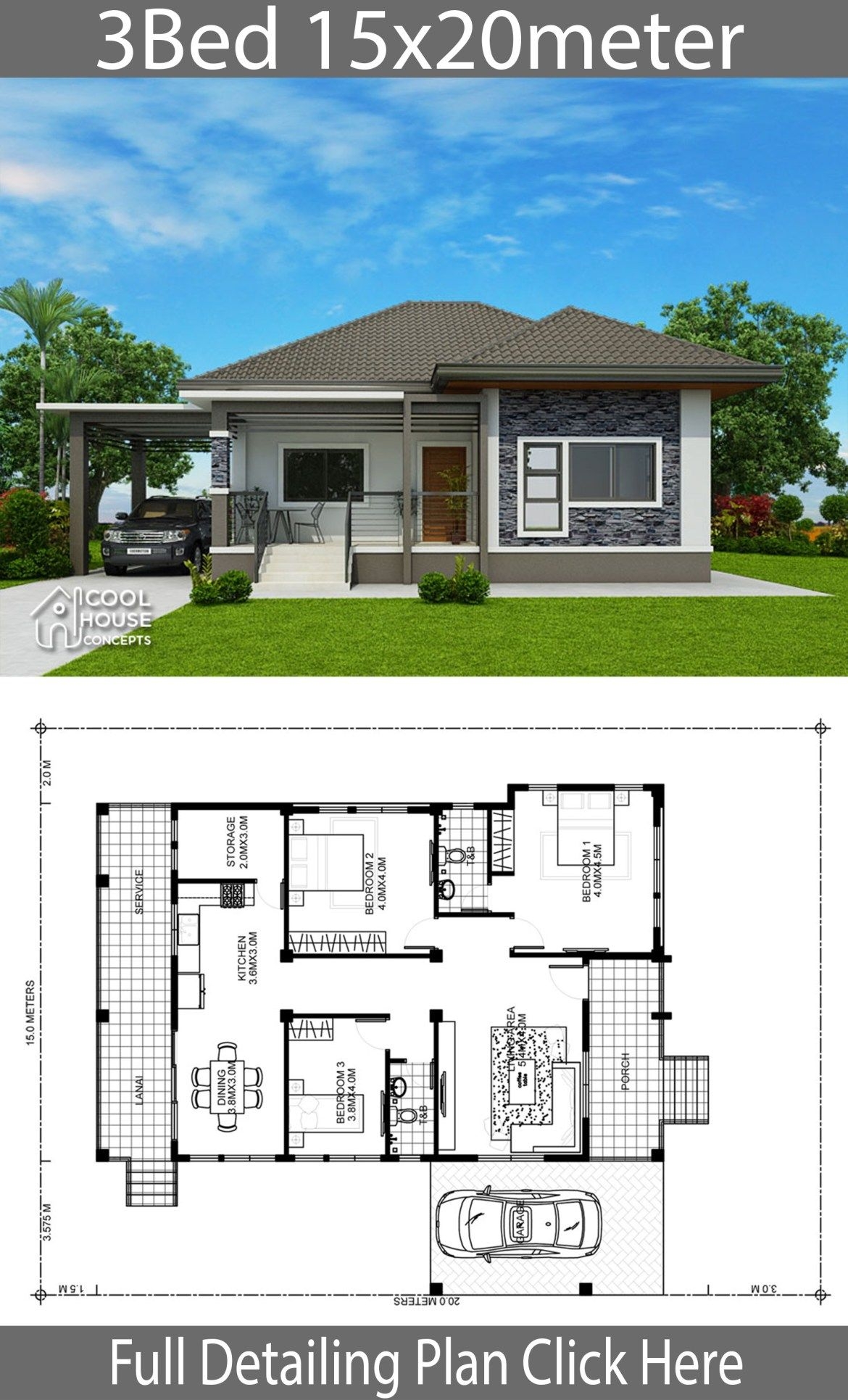 Home Design Plan 15x20m With 3 Bedrooms Home Plans Vrogue co