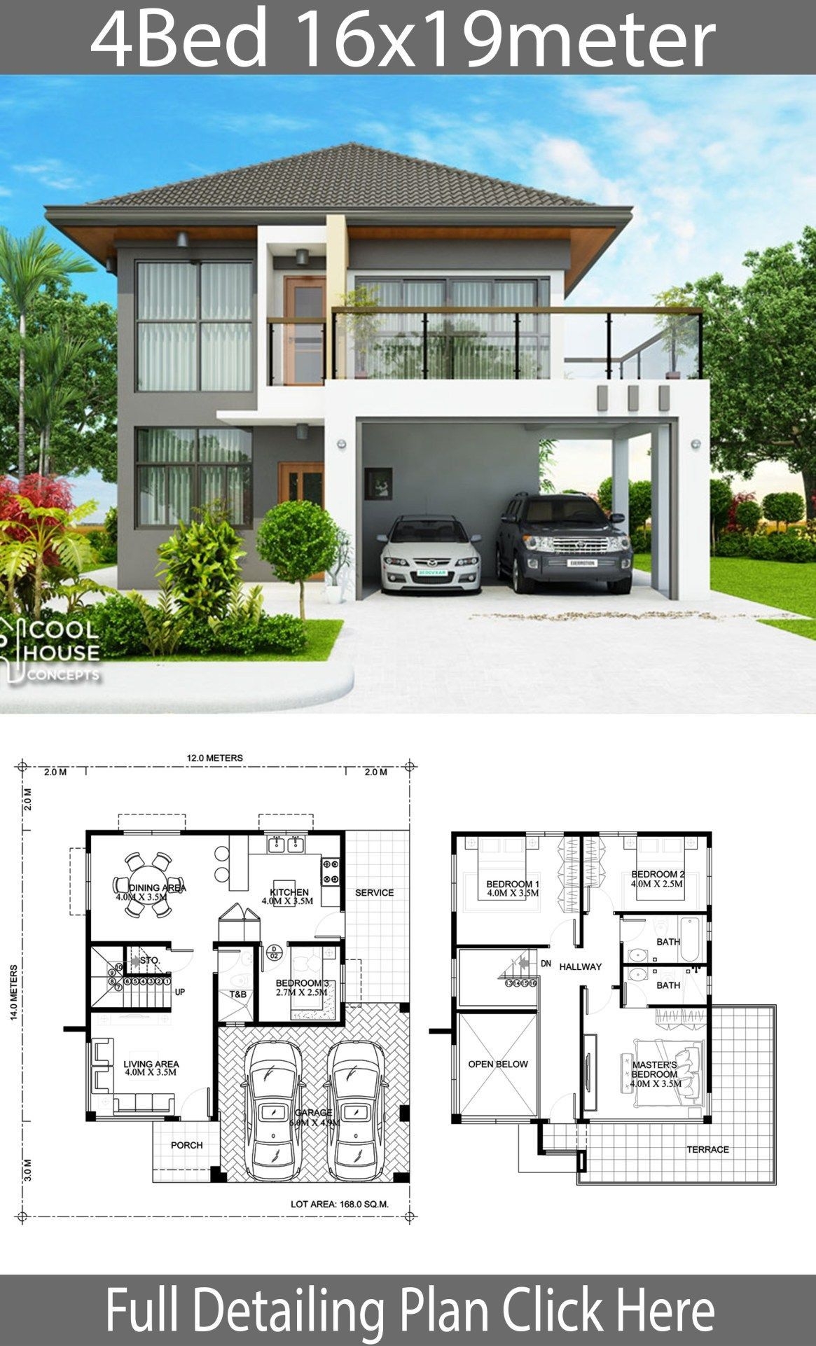 Home Design Plan 16x19m With 4 Bedrooms In 2020 Philippines House 