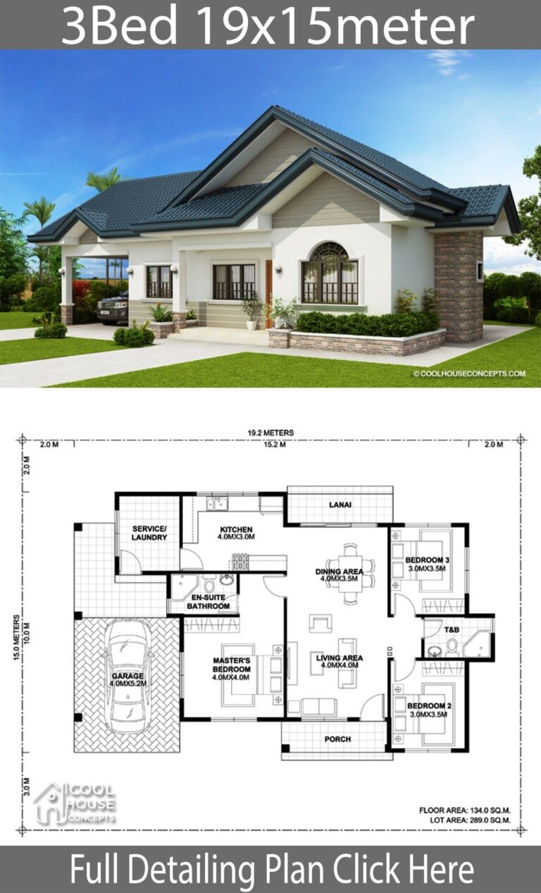 Home Design Plan 19x15m With 3 Bedrooms Home Ideas Affordable House 