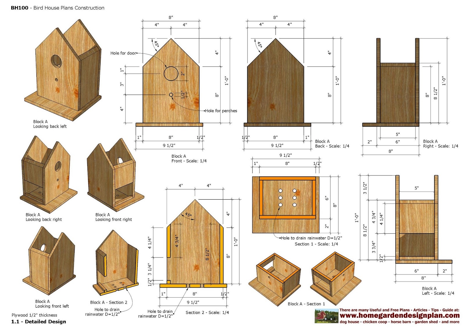 Home Garden Plans BH Bird House Plans Construction Bird House Design