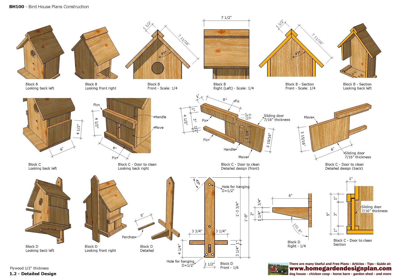 Home Garden Plans BH Bird House Plans Construction Bird House Design