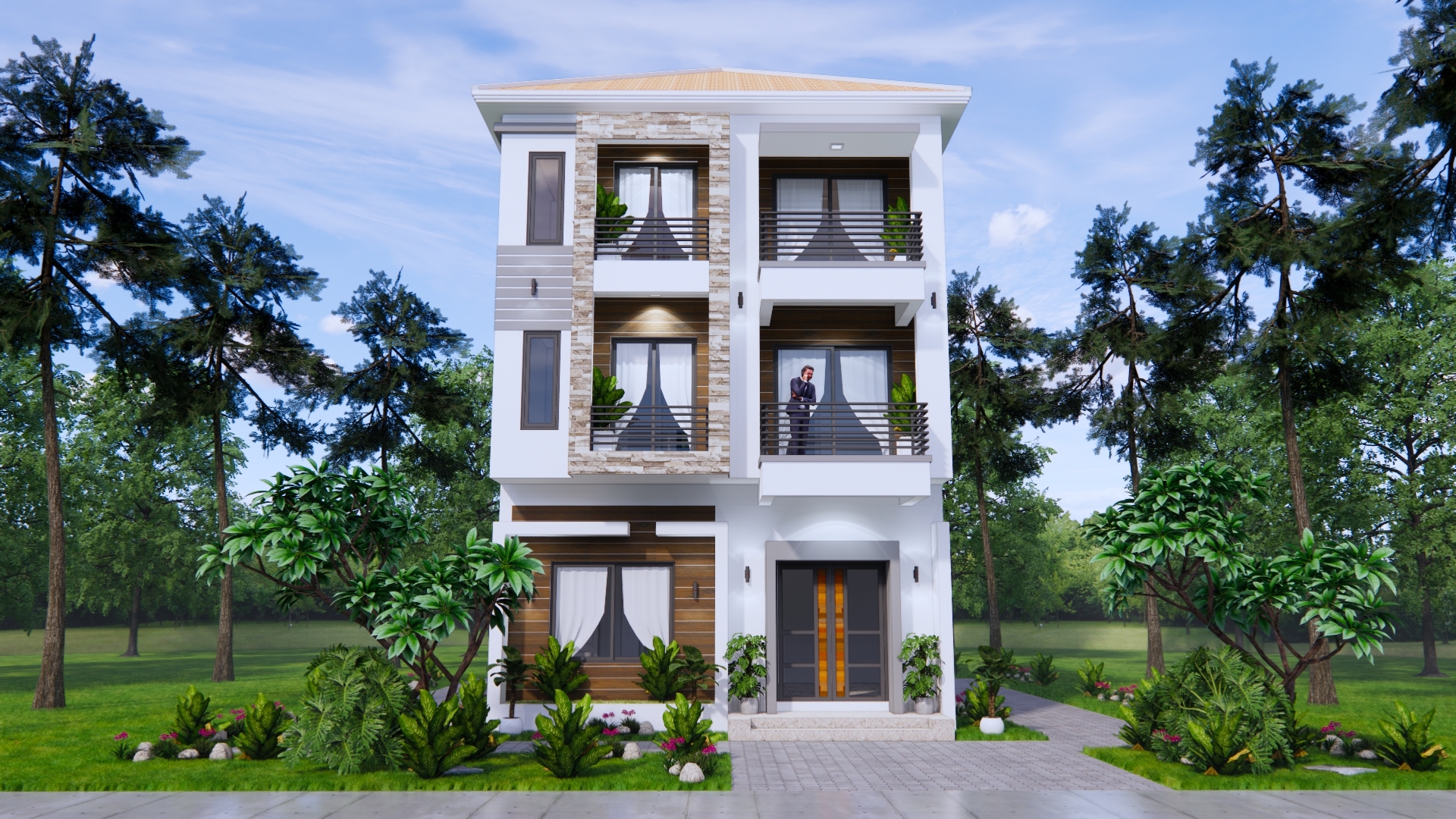 House Plan Design 7x9M 5 Beds 3 Story House Plans SamHousePlans