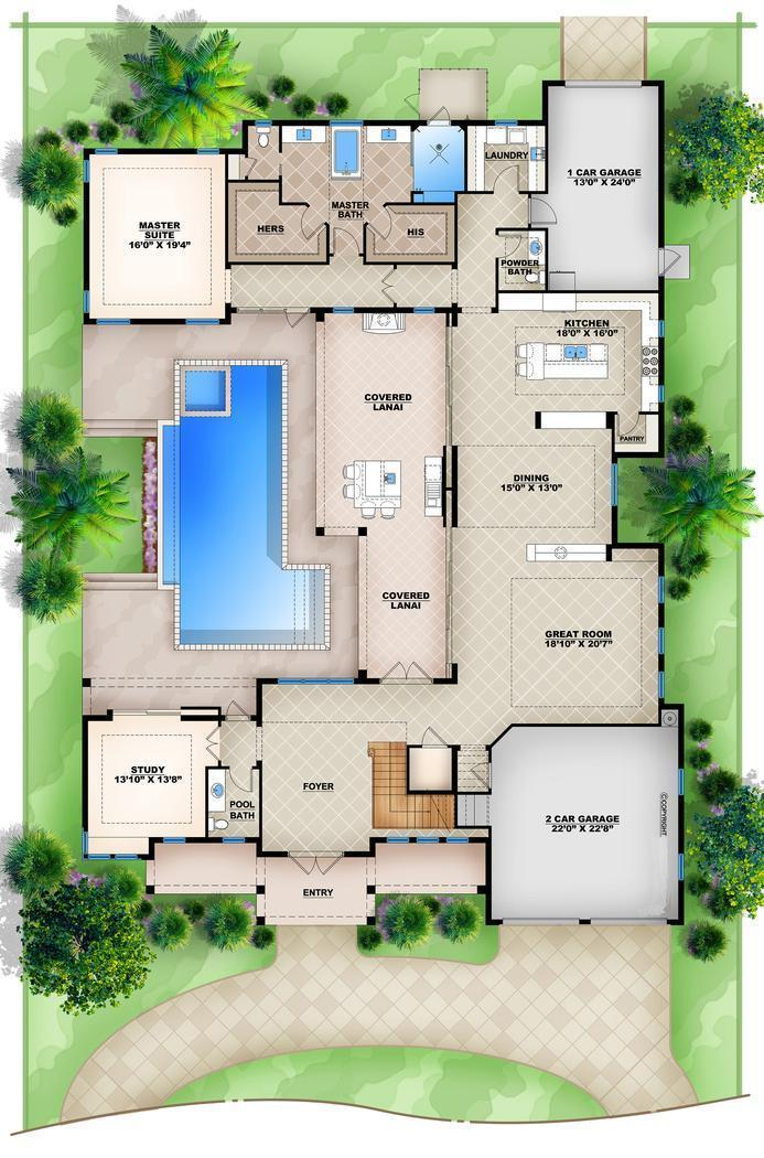 House Plan With Pool House Image To U