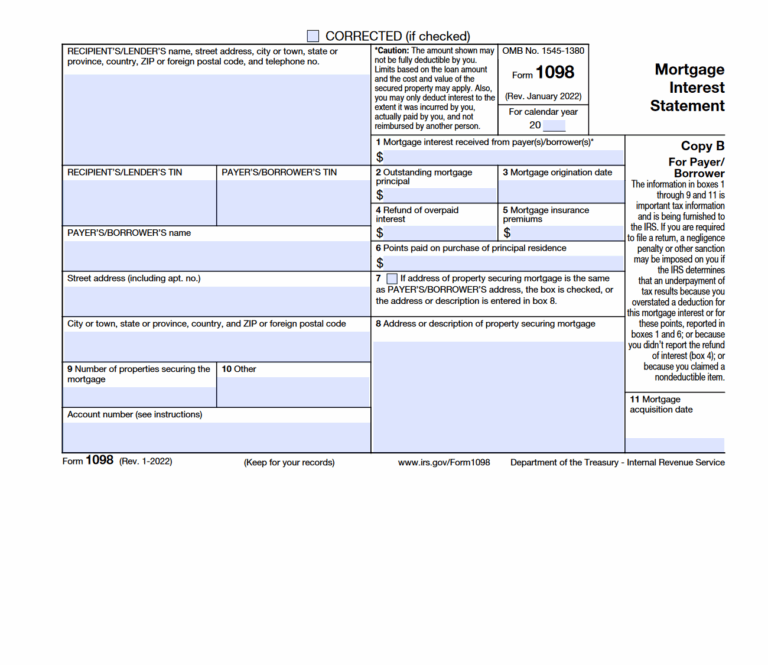 Irs Form 1098 Printable
