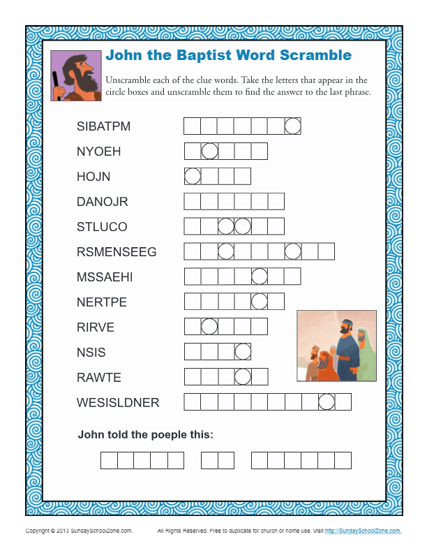 John The Baptist Worksheets