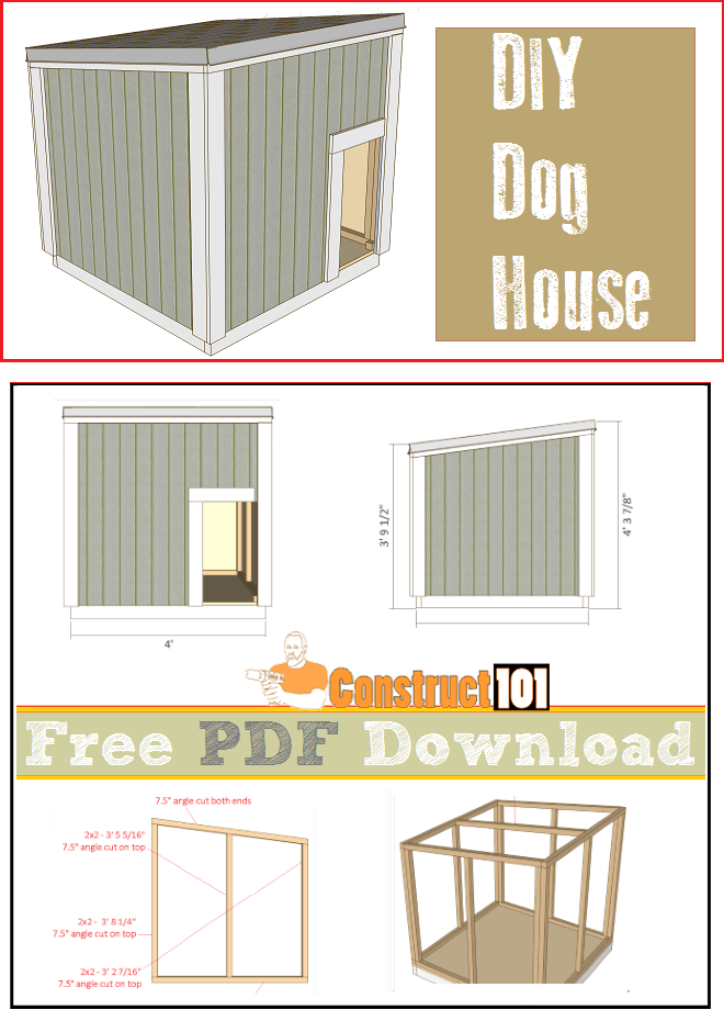 Large Dog House Plans PDF Download Construct101 Large Dog House Plans PDF Download Construct101