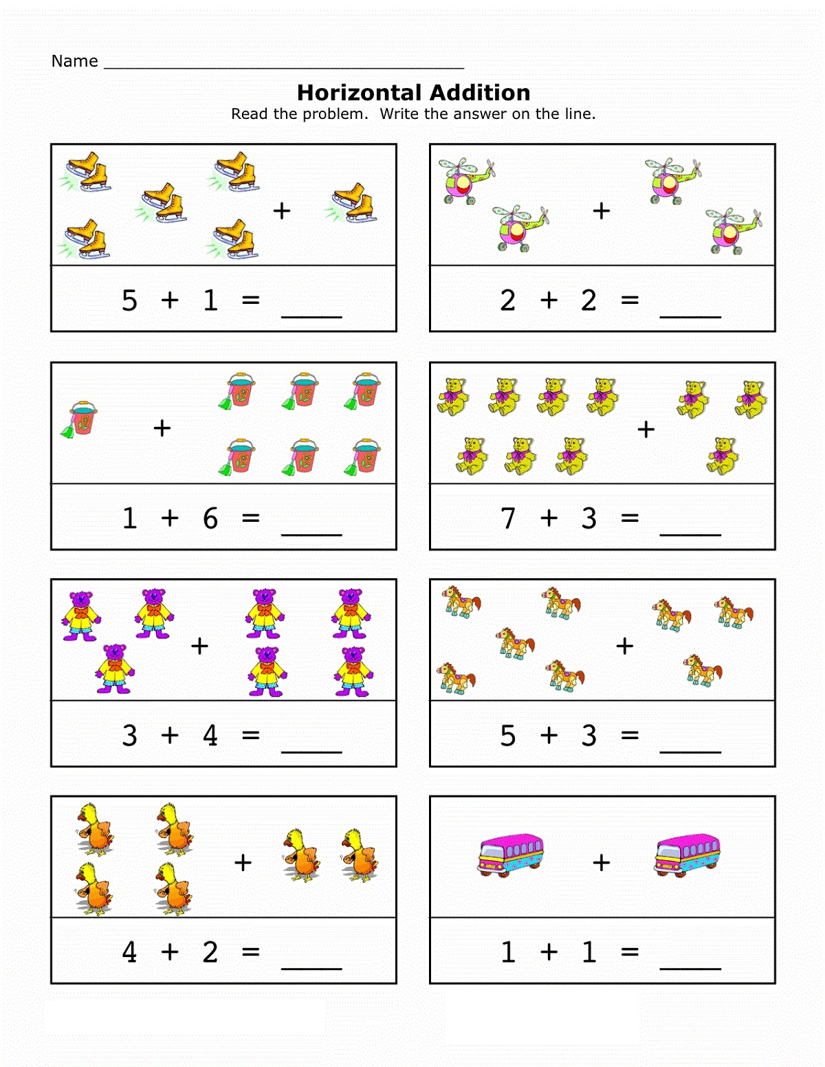 Large Print Addition Worksheets