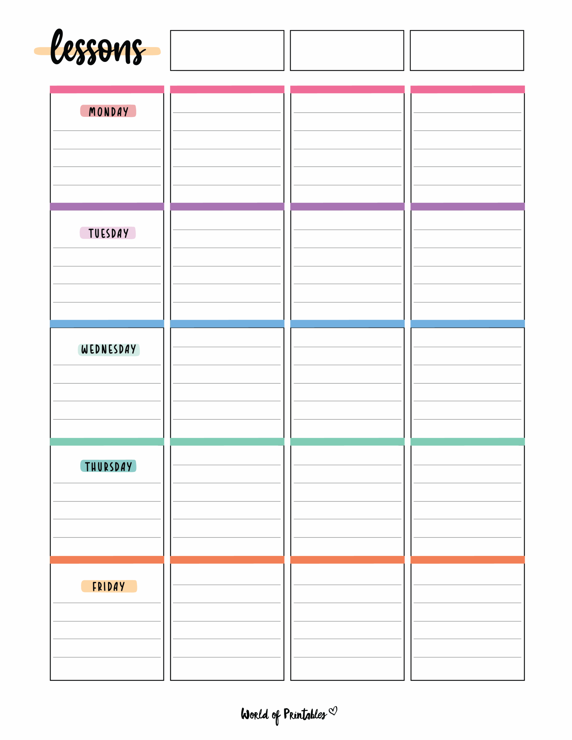 Lesson Plan Templates World Of Printables