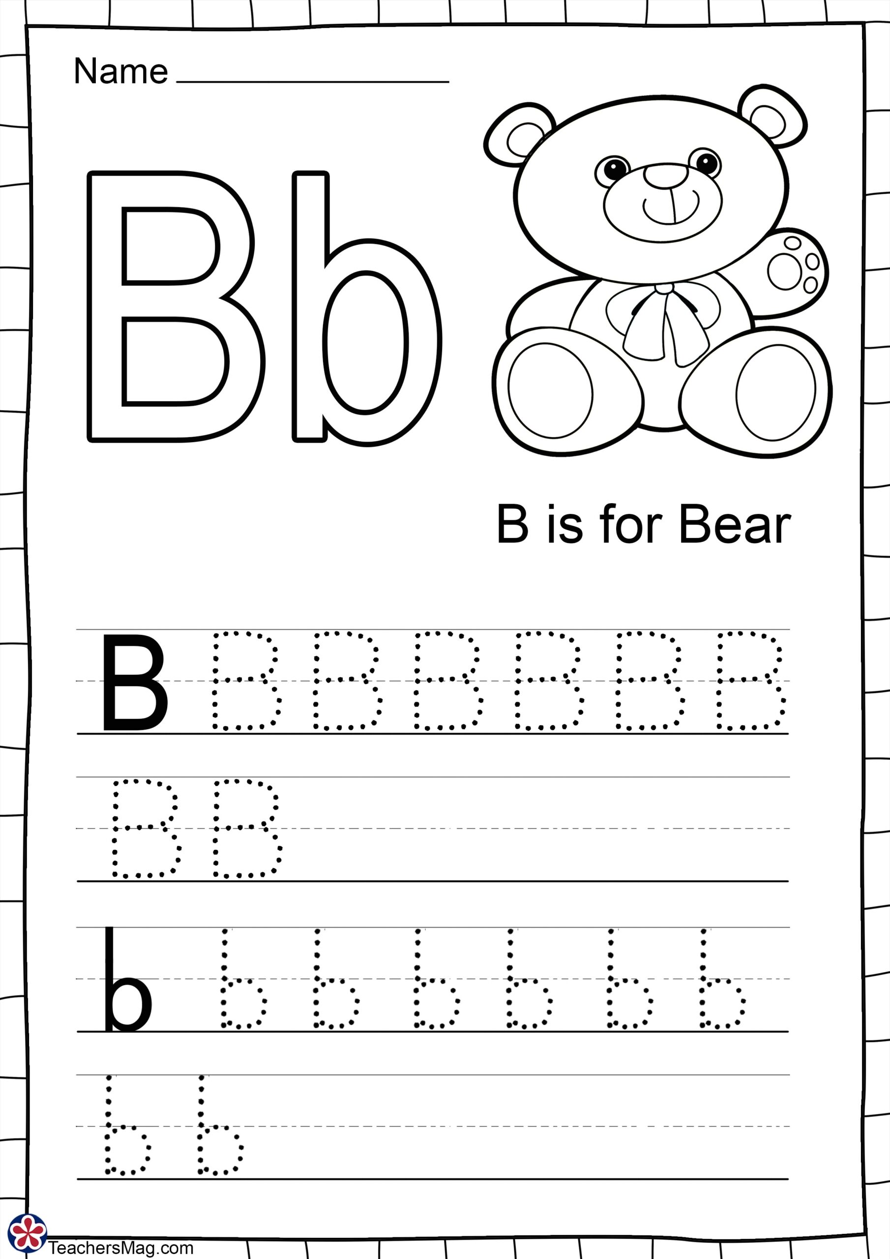 Letter B Worksheets For Toddlers