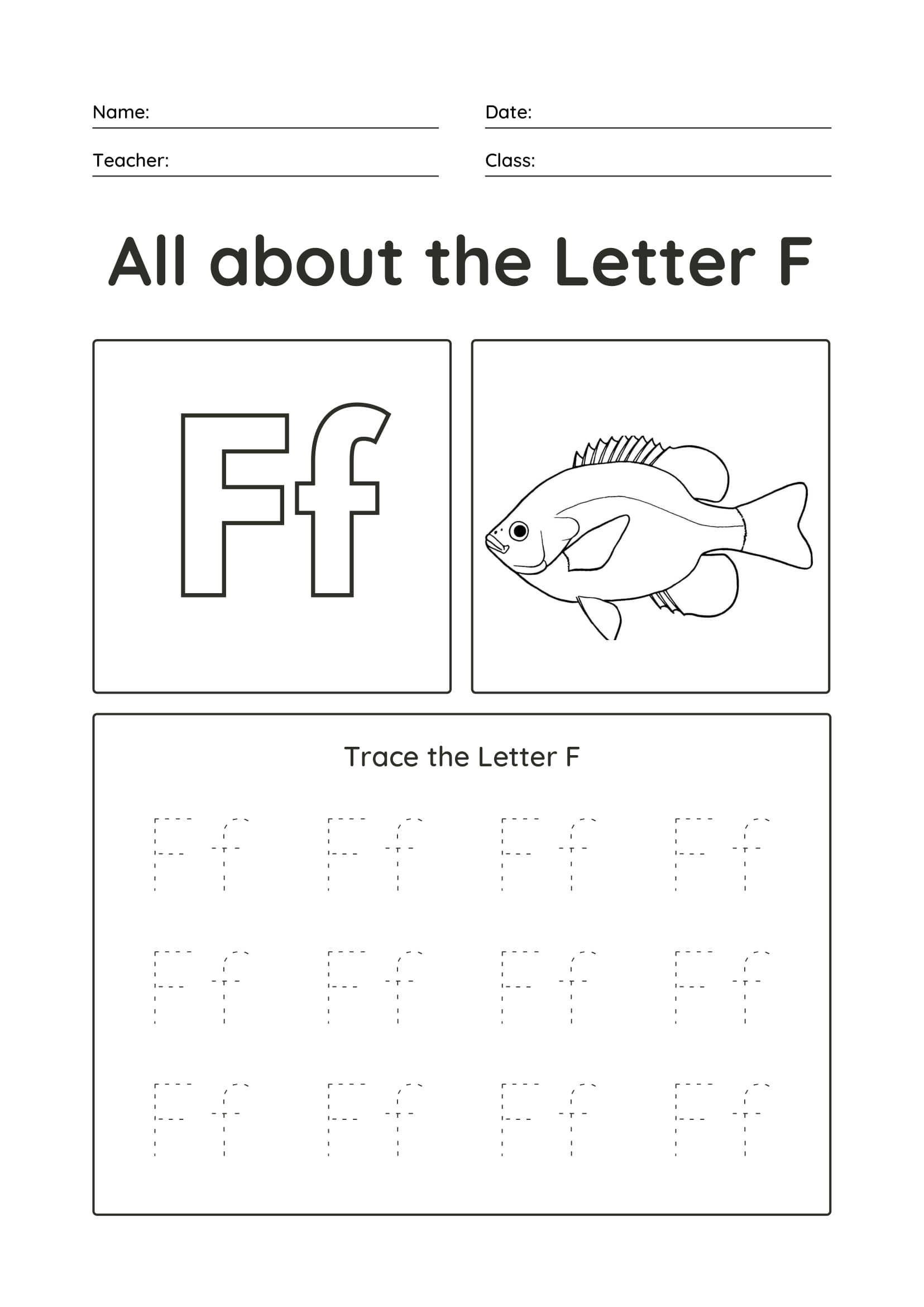 Letter F Printable Worksheets