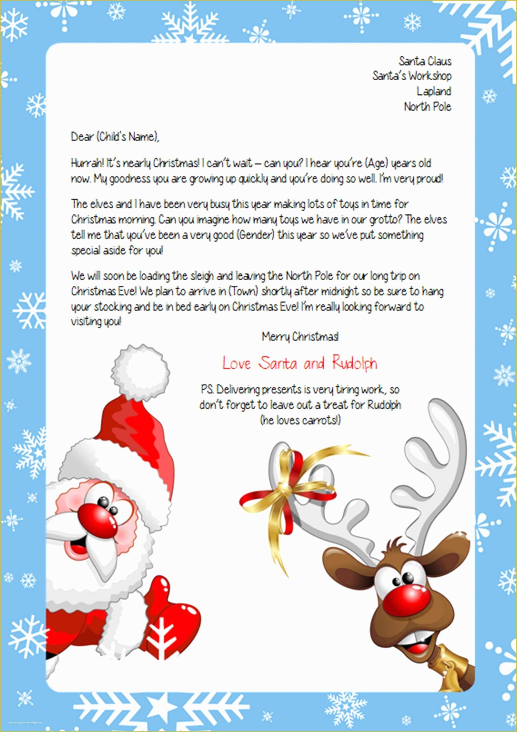 Letter From Santa Template Word Detrester