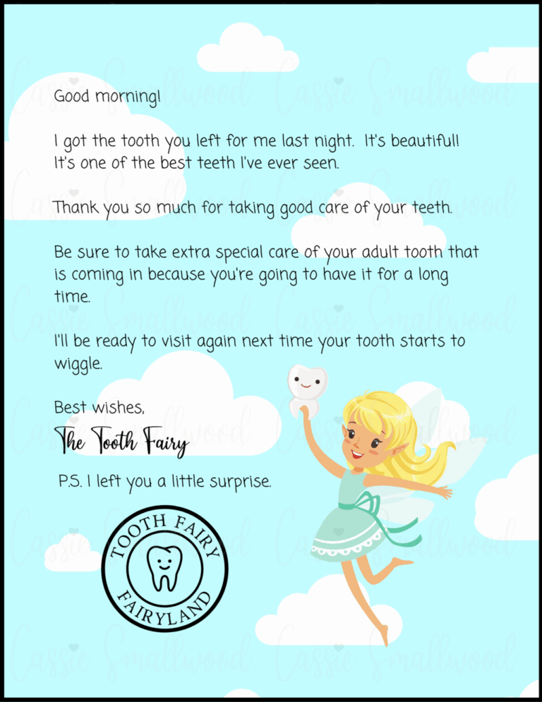 Letter From The Tooth Fairy Printable