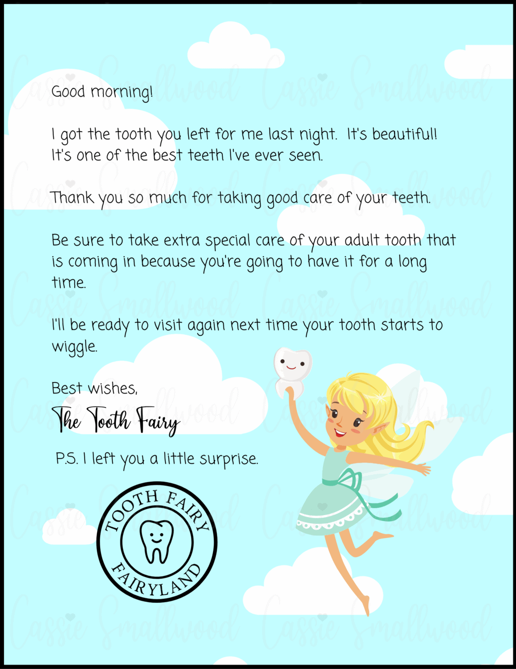 Letter From The Tooth Fairy Printable