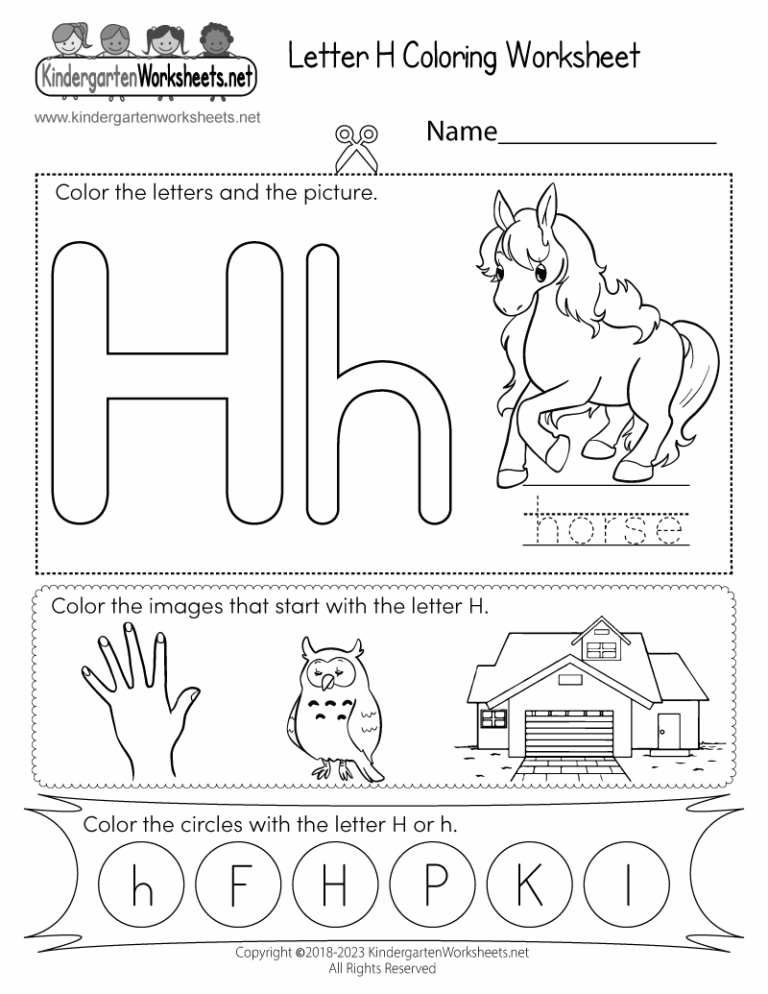 Letter H Coloring Worksheet Free Printable Digital PDF