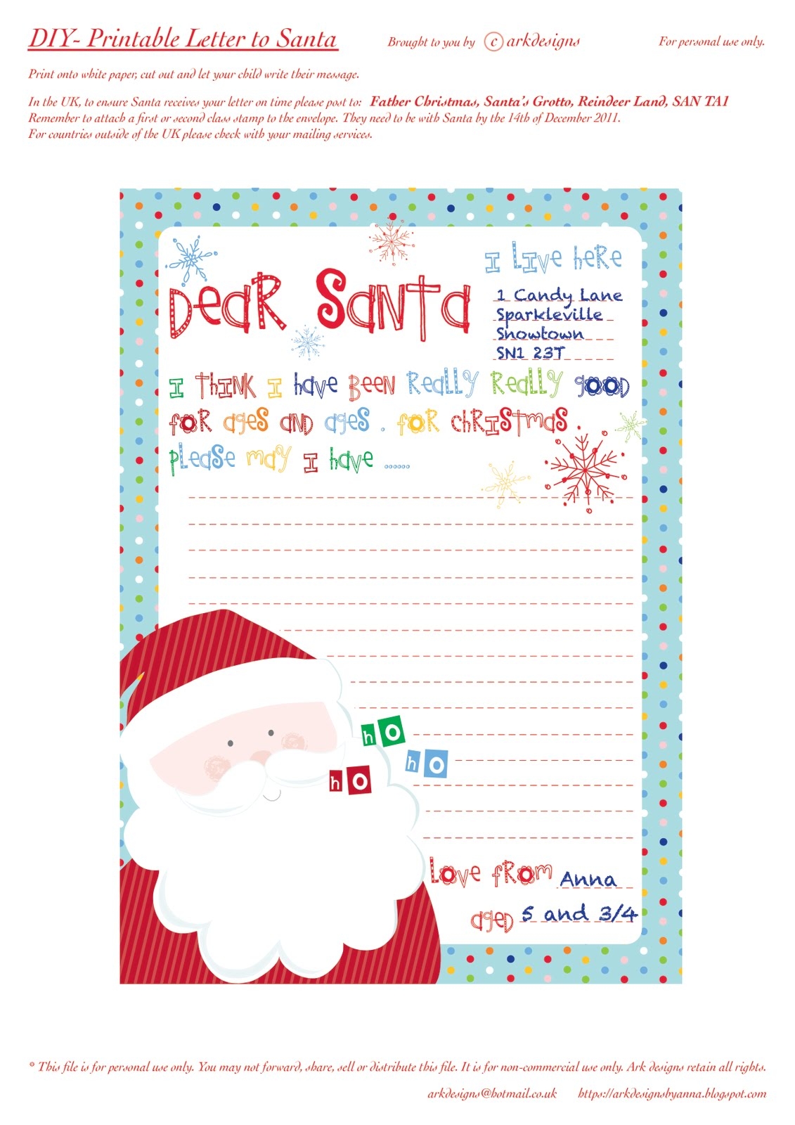 Letter To Father Christmas Template Letters From Father Chri