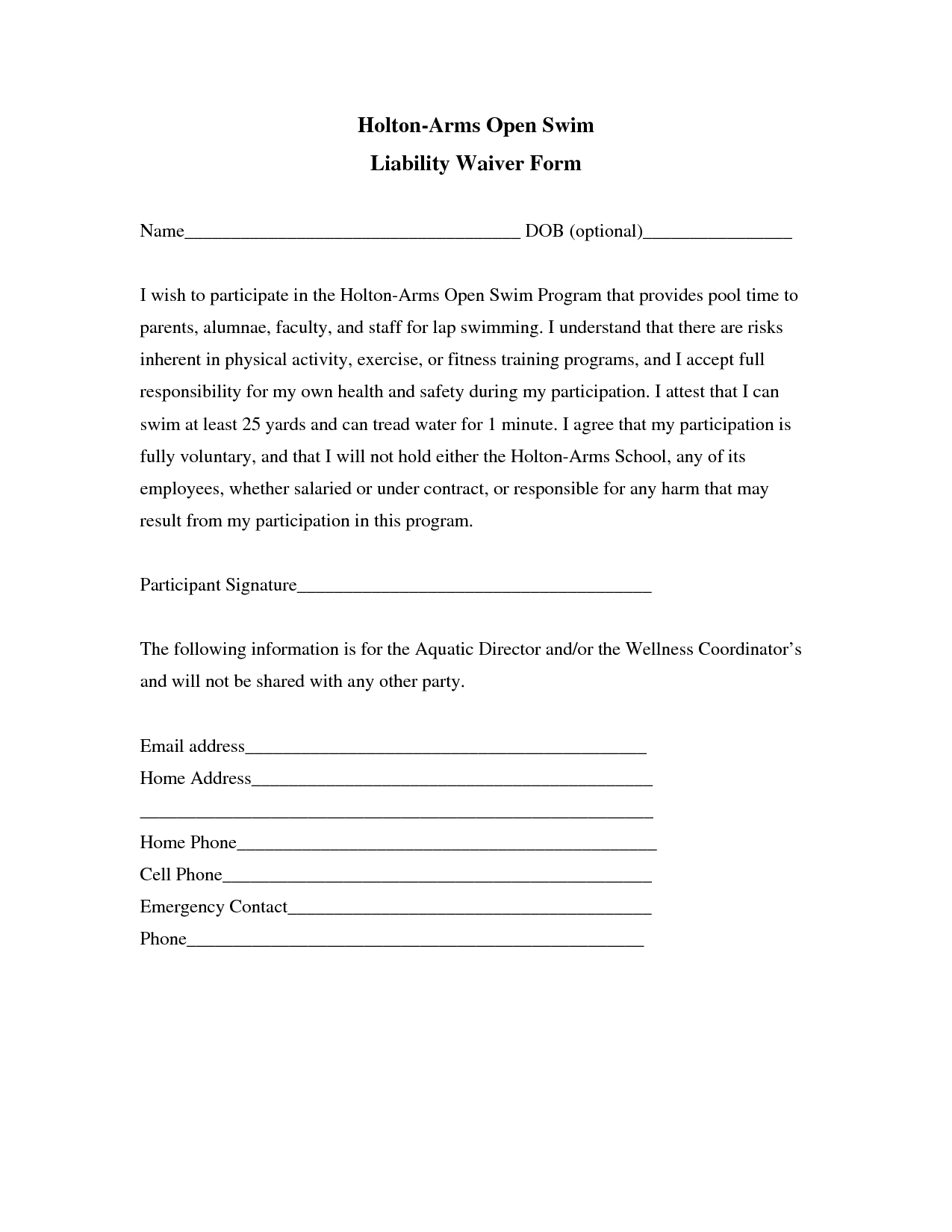 Liability Waiver Form Sample Free Printable Documents Liability Waiver Form Sample Free Printable Documents