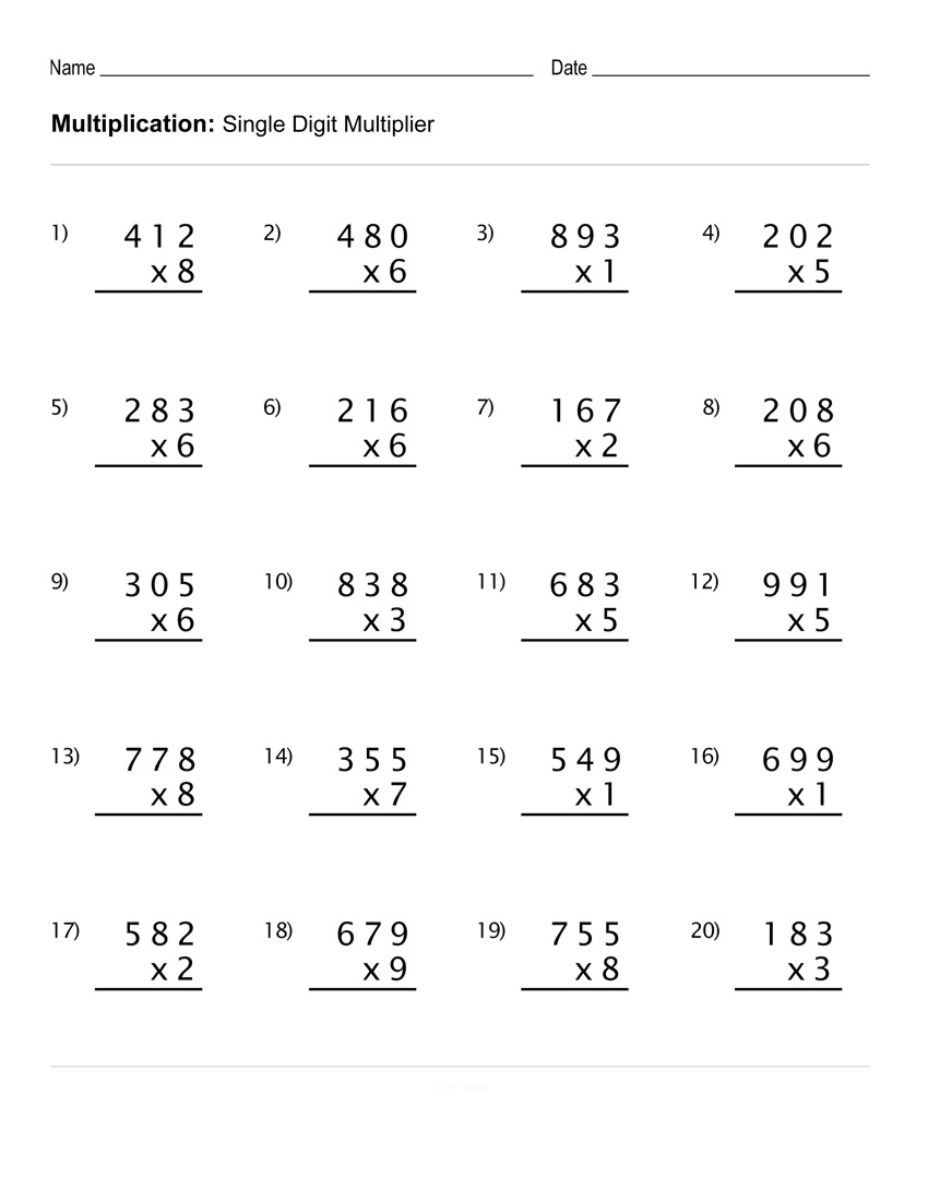 Math For 4Th Graders Printable Worksheets