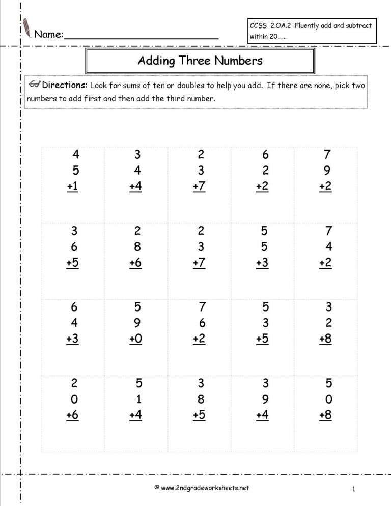 Math Printable Worksheets 2nd Grade